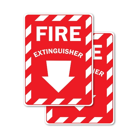 Signmission Fire Extinguisher with Arrow OSHA ANSI Sign, Vinyl Decal, 3.5in W x 5in L, 2PK OS-2PACK-MISC-D-35-L-19492